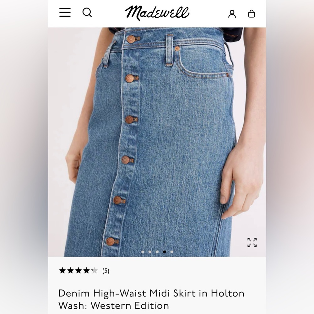 Madewell Denim High-Waist Midi Column Skirt in holton wash.  Size 27 - Picture 3 of 9